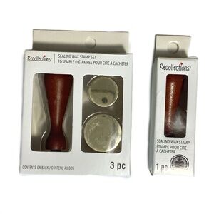 Recollections Sealing Wax Circle Stamp Set Of 2 Ivy Leaf & Flat Craft Wedding
